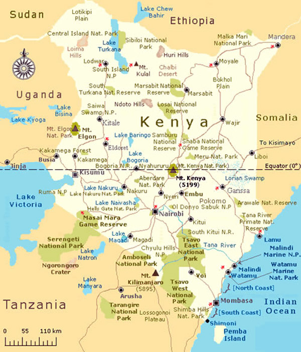 Map Of Kenya And Tanzania Africa